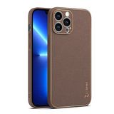 Apple iPhone 12 Pro Zebana Gold Design Deri Kılıf Kahverengi