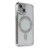 Apple İphone 13 Kılıf Joke Simli Magneticsafe Kılıf - Gümüş