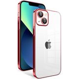 Apple İphone 13 Kilif Kamera Korumali Renkli Cerceveli Garaj Kapak - Kirmizi