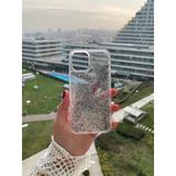 Apple İphone 13 Kılıf Water Shining Sulu Simli Kapak Gümüş