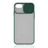 Apple iPhone 13 Mini ile uyumlu Kılıf Slayt Sürgülü Arkası Buzlu Lensi Kapak - Koyu Yeşil