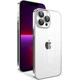 Apple İphone 13 Pro Kilif Kamera Korumali Renkli Cerceveli Garaj Kapak - Gumus