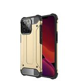 Apple iPhone 13 Pro Max ile Uyumlu Kılıf Çİft Katman Koruyucu Crash Military Tank Kılıf - Gold