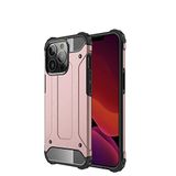 Apple iPhone 13 Pro Max ile Uyumlu Kılıf Çİft Katman Koruyucu Crash Military Tank Kılıf - Rose Gold