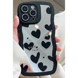 Apple iPhone 13 Pro Max Kılıf Aynalı Kalp Desenli Yumuşak Kenarlı Kamera Korumalı Silikon Kapak - Siyah - Gri