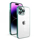 Apple İphone 13 Pro Max Kilif Kamera Korumali Renkli Cerceveli Garaj Kapak - Koyu Yesil