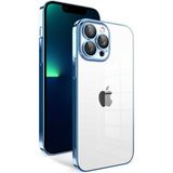 Apple iPhone 13 Pro Max Kılıf Kamera Korumalı Renkli Çerçeveli Garaj Kapak-Mavi Açık - Açık Mavi