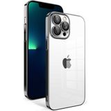 Apple İphone 13 Pro Max Kilif Kamera Korumali Renkli Cerceveli Garaj Kapak - Siyah