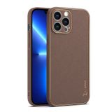 Apple iPhone 13 Pro Max Zebana Gold Design Deri Kılıf Kahverengi