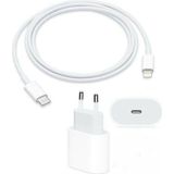 Apple Iphone 13 Pro Uyumlu 20W Usb-C Güç Adaptörü + 1m Usb-C Lightning Şarj Kablosu Seti - Beyaz