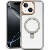 Apple iPhone 13 Uyumlu Kılıf Zebana Magring Standlı Silikon Kılıf Gri