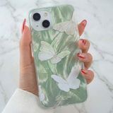 Apple iPhone 13/14 Uyumlu Kılıf Parlak Hologram Yeşil Kelebek Desenli Darbe Emici Kamera Korumalı Silikon - iPhone 13 / 14 - Açık Yeşil