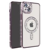 Apple İphone 14 Kılıf Joke Simli Magneticsafe Kılıf - Derin Mor
