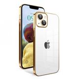 Apple İphone 14 Kilif Kamera Korumali Renkli Cerceveli Garaj Kapak - Gold