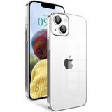 Apple İphone 14 Kilif Kamera Korumali Renkli Cerceveli Garaj Kapak - Gumus