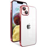 Apple İphone 14 Kilif Kamera Korumali Renkli Cerceveli Garaj Kapak - Kirmizi