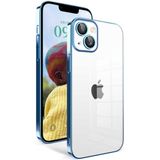 Apple iPhone 14 Kılıf Kamera Korumalı Renkli Çerçeveli Garaj Kapak-Mavi Açık - Açık Mavi