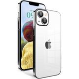 Apple İphone 14 Kilif Kamera Korumali Renkli Cerceveli Garaj Kapak - Siyah