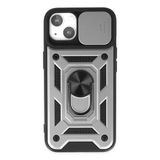 Apple İphone 14 Kılıf Pars Lens Yüzüklü Silikon - Gümüş