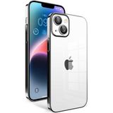 Apple İphone 14 Plus Kilif Kamera Korumali Renkli Cerceveli Garaj Kapak - Siyah