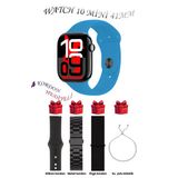 Apple İphone 14 Plus Uyumlu Açık Mavi Akıllı Saat Watch 10 Mini Kordon Hediyeli Amoled Ekran 41Mm