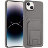 Apple iPhone 14 Plus Uyumlu Kılıf Zebana Flexstand Kartlıklı Silikon Kılıf Gri