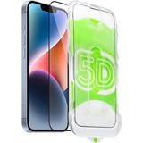 Apple iPhone 14 Plus Uyumlu Kolay Uygulama Aparatlı Siyah Çerçeveli Tam Kapatan Cam Ekran Koruyucu - Şeffaf