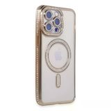 Apple İphone 14 Pro Kılıf Joke Simli Magneticsafe Kılıf - Gold