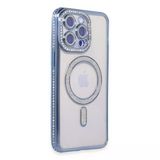 Apple İphone 14 Pro Kılıf Joke Simli Magneticsafe Kılıf - Mavi