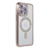 Apple İphone 14 Pro Kılıf Joke Simli Magneticsafe Kılıf - Pembe