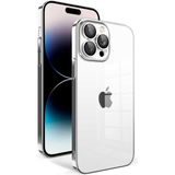 Apple İphone 14 Pro Kilif Kamera Korumali Renkli Cerceveli Garaj Kapak - Gumus