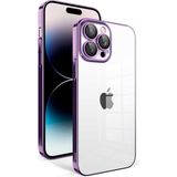 Apple İphone 14 Pro Kilif Kamera Korumali Renkli Cerceveli Garaj Kapak - Koyu Mor