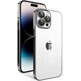 Apple İphone 14 Pro Kilif Kamera Korumali Renkli Cerceveli Garaj Kapak - Siyah