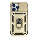Apple İphone 14 Pro Kılıf Pars Lens Yüzüklü Silikon - Gold