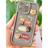 Apple iPhone 14 Pro Kılıf Tasarımlı Desenli Kamera Korumalı Ayıcık Kahve Renkli Yumuşak Silikon Kapak - Cute Coco
