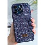 Apple iPhone 14 Pro Max Kılıf Içi Kadife Elmas Tasarımlı Mor Taşlı Işıltılı Pırlanta Silikon Kapak