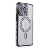 Apple İphone 14 Pro Max Kılıf Joke Simli Magneticsafe Kılıf - Siyah