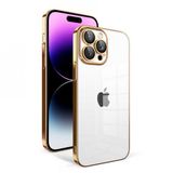 Apple İphone 14 Pro Max Kilif Kamera Korumali Renkli Cerceveli Garaj Kapak - Gold