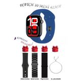 Apple İphone 14 Pro Uyumlu Mavi Akıllı Saat Watch 10 Mini Kordon Hediyeli Amoled Ekran 41Mm