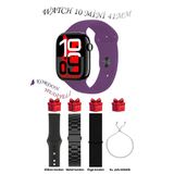 Apple İphone 14 Pro Uyumlu Mor Akıllı Saat Watch 10 Mini Kordon Hediyeli Amoled Ekran 41Mm