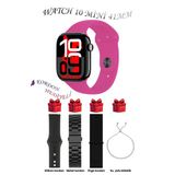 Apple İphone 14 Uyumlu Pembe Akıllı Saat Watch 10 Mini Kordon Hediyeli Amoled Ekran 41Mm