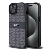 Apple İphone 15 Kılıf DKNY Orjinal Lisanslı 3D Yazılı Repeat Texture Pattern Kapak
