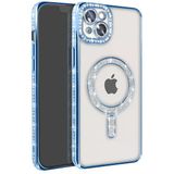 Apple İphone 15 Kılıf Joke Simli Magneticsafe Kılıf - Mavi