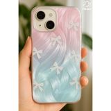 Apple iPhone 15 Plus Kılıf Parlak Fiyonk Desenli Darbe Emici Kamera Çıkıntılı Renkli Silikon Kapak - Mor - Mavi