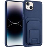 Apple iPhone 15 Plus Uyumlu Kılıf Zebana Flexstand Kartlıklı Silikon Kılıf Lacivert
