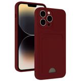 Apple İphone 15 Pro Kılıf Kelvin Kartvizitli Silikon - Bordo