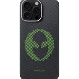 Apple iPhone 15 Pro Kılıf Magsafe Şarj Özellikli Lumintex Teknolojili Fosforlu Aramid Fiber Pitaka Tactile Woven Aries Serisi Kapak