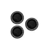 Apple iPhone 15 Pro Max ile uyumlu Taşlı Kamera Lens Koruyucu Çerçeveli Koruyucu Siyah