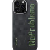 Apple iPhone 15 Pro Max Kılıf Magsafe Şarj Özellikli Lumintex Teknolojili Fosforlu Aramid Fiber Pitaka Tactile Woven Aries Serisi Kapak