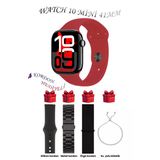 Apple İphone 15 Pro Max Uyumlu Kırmızı Akıllı Saat Watch 10 Mini Kordon Hediyeli Amoled Ekran 41Mm